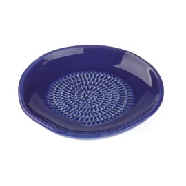 TURBO PRODUKTE Ceramic Grater - Ideal for Ginger, Garlic and Lemons - Dishwasher Safe - Mediterranean Style Grating Plate - Dark Blue Single