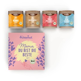 Mama, Du bist die Beste Spice Set Organic | with Organic Scrambled Egg Spice Salt, Organic Bread Spice, Organic Tomato Mozarella Spice | All Spices in Organic Quality | Gift Box | from Achterhof
