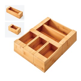 Copco Set of Zip Lock Bag Organizers for Gallon, Quart, Sandwich and Snack Size featuring Wide Opening for Easy Bag Dispensing, Set Can be Broken Apart for Space Saving, Bamboo In Drawer, Set Of 5