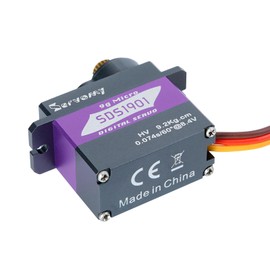 SERVOMY-SDS1901, SG90/MG90S Mini Size, High Torque Micro Servo, 9kgf.cm 0.07s 5.0-8.4V, Coreless Motor Metal Case & 21T Arm, for Robots, Aircraft, Cars, Education (Grey 21T, 180°)