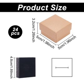 BENECREAT 24 Pack Ring Box 5x5x3cm Kraft Brown Square Cardboard Jewelry Boxes Small Gift Box for Wedding Party Birthdays