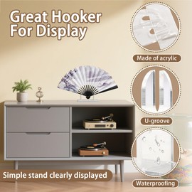 YITOBA Small Chinese Fan Holder, Acrylic Display Stands Base, Clear Japanese Hand Fan Stand, Decorative Holder Easel for Display, Storage Rack Base for Shop Desktop (4 PCS)