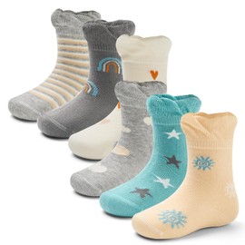 Aisyee Non Slip Socks Baby Girl Socks Baby Cotton Socks with Grips Baby Girl Summer Socks 12-18 Months 18-24 Months