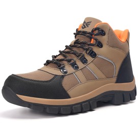WYJXFHL Steel Toe Boots for Men Women Non-slip Puncture Proof Safety Work Shoes for Indestructible Construction Working and Daily Wear Brown