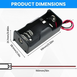 SDTC Tech 2-Pack 1x C Cell Battery Holder 1.5V C Size Battery Case Box with Wire Leads