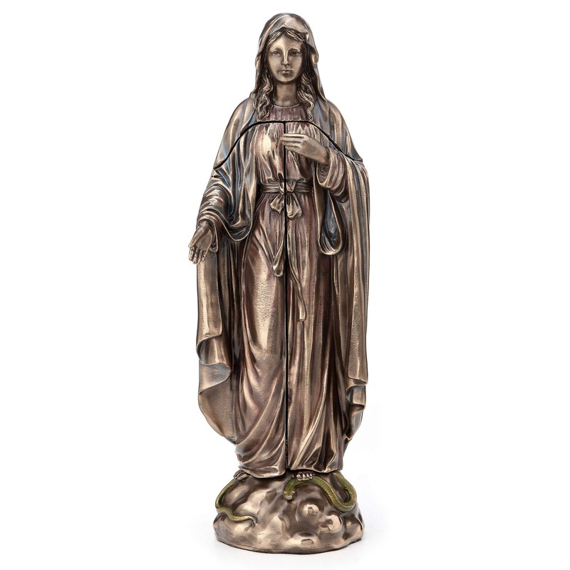 Veronese Design Lady of Grace Triptych Hinged Resin Sculpture Bronze