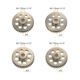 HARFINGTON 48P Hardened Pinion Motor Gear Set 4pcs 40T 41T 42T 43T Fit 1/8 inch RC Motor Shaft 48 Pitch 7075 Aluminum Gears for RC Car, with Hex Key