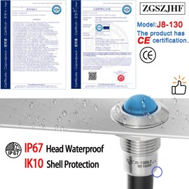 8mm Mini Indicator Light 0.31" Waterproof IP67 Domed High Head Stainless Steel 304 Signal Lamp 110V-120V Blue LED Light with 140mm Wire