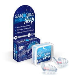 SANOHRA Pro Sleep Earplugs - Restful Sleep with 24 dB Noise Insulation - Reusable, Size L (9-13 mm Diameter) - Made in Germany
