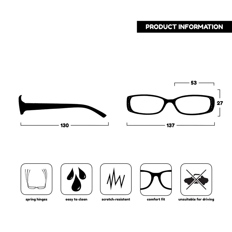 Black Diamonte Style Shortsighted Binoculars for Myopia Designer Style Women