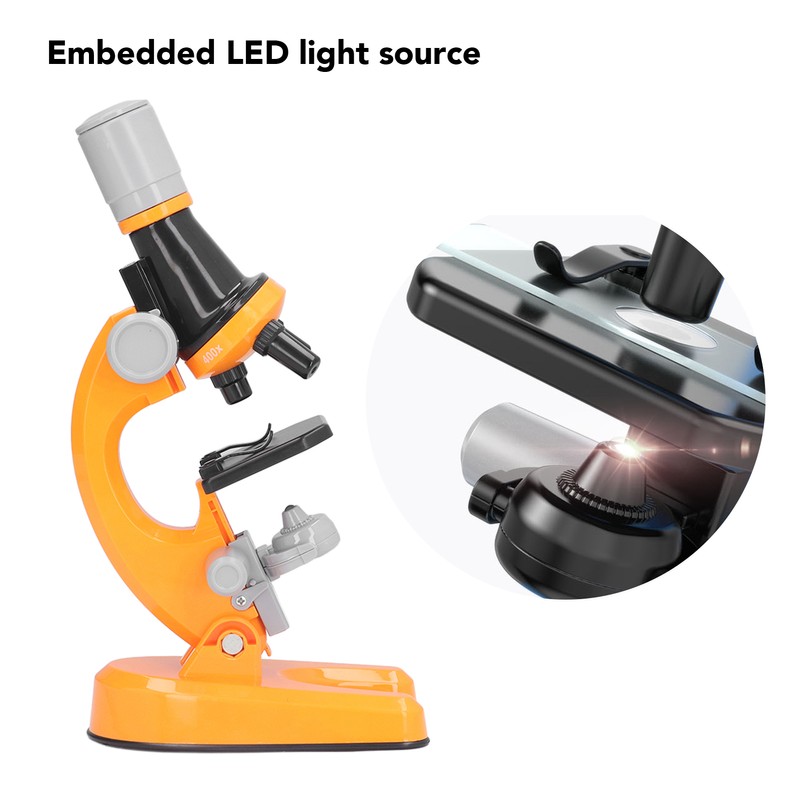 Kids Microscope Kit LED 1200X Microscope with Specimen Slides Science