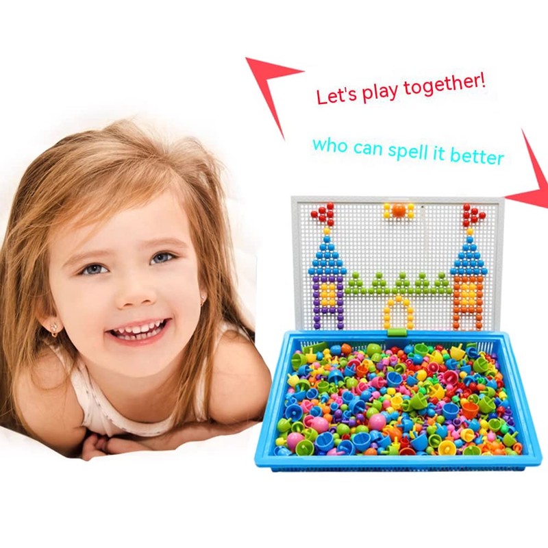 CDDLR 592Pcs Jigsaw Puzzle Mix Colour Mushroom Nails Pegboard Educational