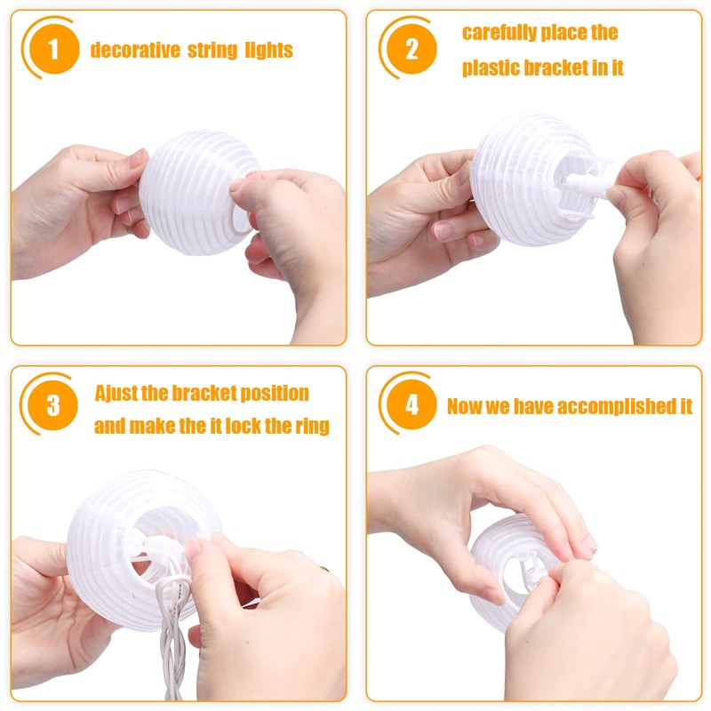 Vigdur White Lantern String Lights - Large and Small Hanging