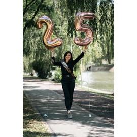 MGJSRNH Birthday Girl Sash for Women,Black Satin Rose Gold Glitter Sash,Happy Birthday Princess Party Decorations,Women's Birthdays Party Supplies,16,18,21,30,40,50 or Any Other Bday