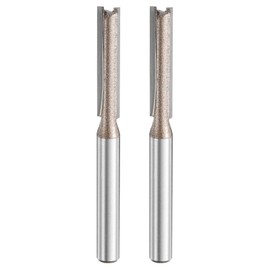 sourcing map 2pcs Straight Router Bit 1/4 Inch Shank 15/64" Cutting Dia, 2 Flutes 1.18 Inch Cutting Length YG6 Carbide Cutter with PTFE Heat Resistance Coating, Woodworking Grooving Trim Bit