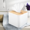 Plomevry Square Tissue Box Tissue Box with Wooden Lid Household