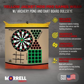 Morrell Yellow Jacket MOD Pro Games Wrap with Tic Tac Toe, Archery Pong, Connect 3, and Dart Board Bullseye for Archery Target, Tan