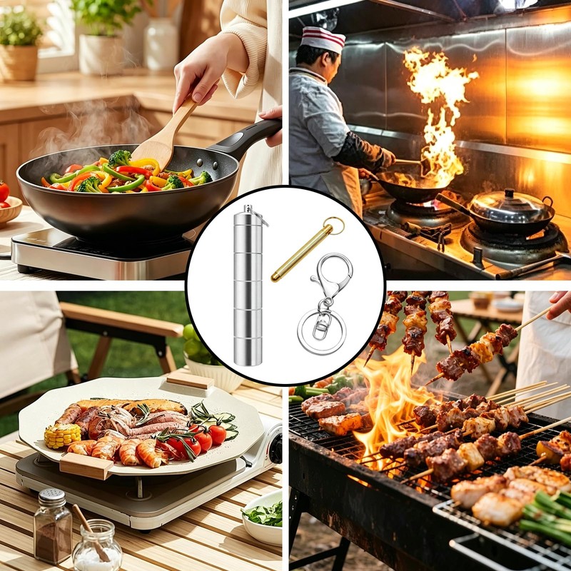 KxrTpx 6 Pcs Set Camping Cooking Set, Portable Spice Jars