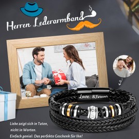 YIBONIKA Leather Bracelet for Men, Gift for Him Dad Husband Son Grandpa Grandson Nephew Brother Boyfriend Gift for Valentine's Day Christmas Father's Day Birthday Gift with Gift Box, Leather