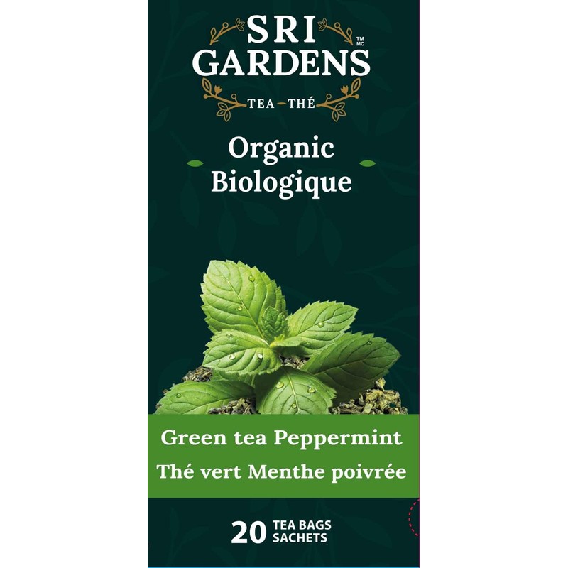 Sri Gardens Tea Green Tea Peppermint Tea Bags, 20 count