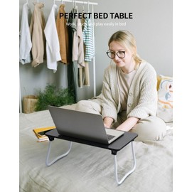 Ruxury Foldable Lap Desk Laptop Stand Bed Desk Table Tray, Breakfast Serving Tray, Portable & Lightweight Mini Table, Lap Tablet Desk for Sofa Couch Floor - Black