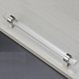 CONPHERON Pack of 2 Kitchen Door Handles, Transparent Acrylic Cabinet Handles, Furniture Handle, Drawer Handle, Door Knobs, T-Handles for Kitchen Cabinets, Pull Handle, 192 mm