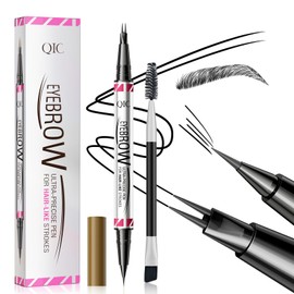 1 Piece Eyebrow Pencil, Waterproof, 2-in-1 Dual-Ended Microblading Eyebrow Pencil, Smudge-proof Eyebrow Pencil, Can Easily Natural Eyebrow Colour (05#Black)