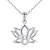 925 Sterling Silver Inspirational Om Lotus Flower Pendant Necklace for