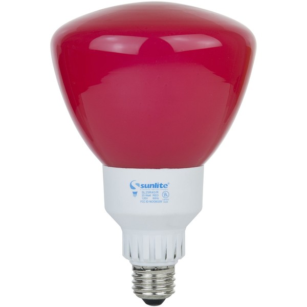 Sunlite SL25R40/R CFL R40 Colored Reflector Bulb, 25 Watts (100W Equivalent), 120 Volts, Medium (E26) Base, Compact Fluorescent, 8,000 Hours, UL Listed, 1 Pack, Red