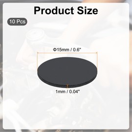 PATIKIL Rubber Solid Discs Washers, 10 Pcs 15mm OD x 1mm Thick Rubber Round Gasket Pad Bushings Spacer Washer for DIY Gasket Craft, Black