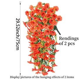 Artificial Morning Glory Vine, 2 Counts/set Fake Flower Vine, Decorative Flowers for Home Party Wedding Outdoor Yard Wall Hanging, Ornaments, Mother's Day Gifts:_Fuchsia_2 Counts/set