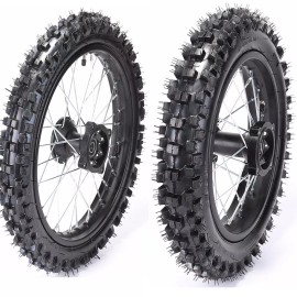Unbranded 12mm 60/100-14 + 80/100-12 Tire Rim Wheel for Dirt Pit Bike SSR Taotao 110cc 125