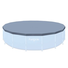 Funsicle 20 Feet Round Frame Seasonal Debris Above Ground Swimming Pool Cover with Drain Holes and Adjustable String Lock, Accessory Only, Gray