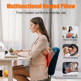 Heated Pillow for Lumbar Support, Heating Lumbar Support Pillow for Office Chair Electric Heated Throw Pillow with 3 Heat Settings USB Heating Pillow for Period Cramp, Abdomen, Neck - 15.7" x 15.7"