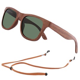 An Swallow Wooden Sunglasses Men Women Polarised Mirrored Bamboo Wooden Glasses Polarised Lenses UV400 Protection, G15 Green Lens