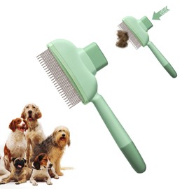 Viiotu Upgrade Pet Hair Remover Comb, One Click Self Clean Dog & Cat Brush Smooth Teeth for Safe Massage, Long Teeth Remove Underfur & Lice, Dual - Length Teeth Untangle for Dog Cat