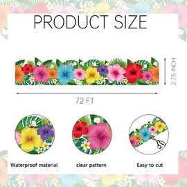 72Ft Tropical Bulletin Board Borders Summer Tropical Hibiscus Flower Bulletin Board Trim Hawaii Flowers Luau Bulletin Board Decoration for Photo Wall Classroom Board Chalkboard Decor