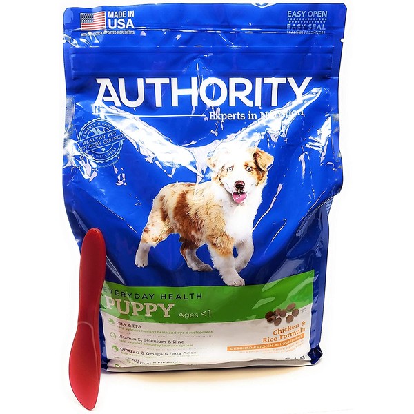 Authority Puppy Dry Dog Food (Chicken and Rice) 6lbs and Especiales Cosas Mixing Spatula