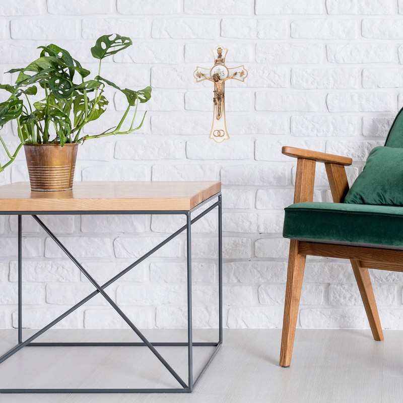 Holy Mass Wall Crucifix Wedding Rings Religious Cross for Marriage