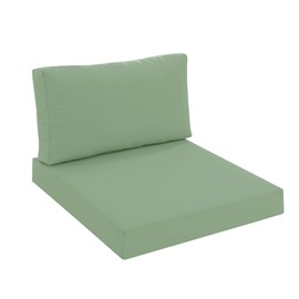 Summsun Patio Furniture Cushions Replacement, Outdoor Deep Seat Couch Cushion and Backrest Pillow with Waterproof Removable Cover for Sectional Sofa Set, 25.6 x 25.6 Inch, Sage Green