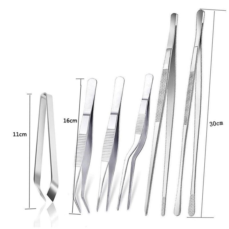 6Pcs Stainless Steel Kitchen Tongs Set | Professional Chef Cooking