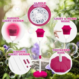 Bubble Maker Machine for Kids, Rechargeable Bubble Stand Machine with Light & Music, Adjustable Height 48 Inch Automatic Bubble Maker for Outdoor Bubble Machine for Weddings Birthday - 10 Bubble Water