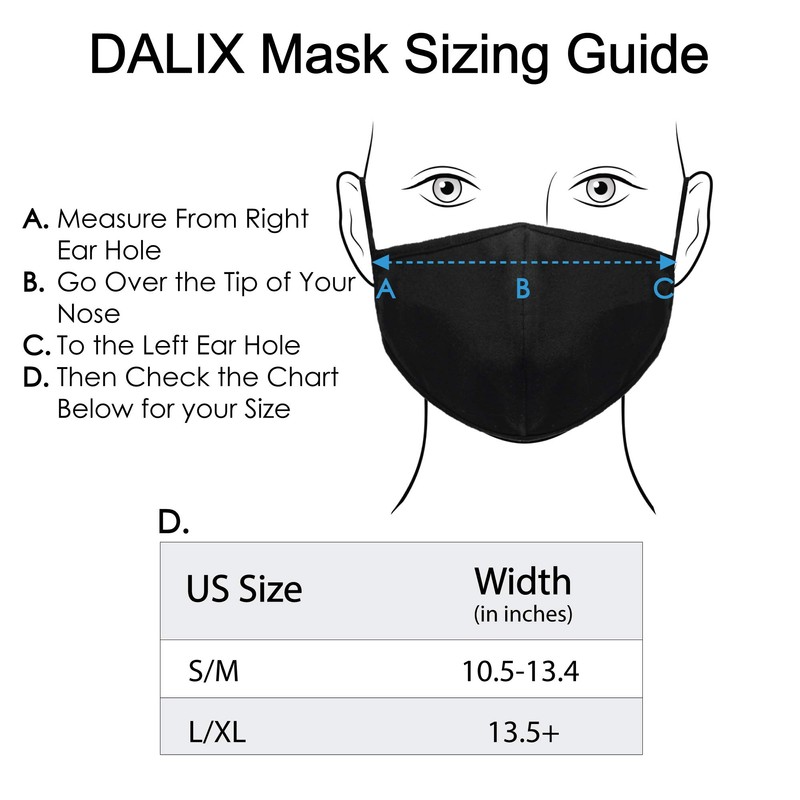 DALIX Cloth Face Mask Reuseable Washable in Black Made in