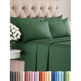 Full 6 Piece Sheet Set - Comfy Breathable & Cooling - Ultra Soft Hotel Luxury Bedding Set w/ 8-16 Inch Deep Pockets - 1 Flat & 1 Fitted Sheet & 4 Pillowcases - Cozy, Wrinkle Free & Easy Care - Emerald