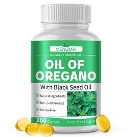 Oil of Oregano with Black Seed Oil, 200 Softgels, High Strength Oregano Oil Capsules for Immune & Gut Support, Easy to Swallow Size, Natural & Non-GMO, Gluten Free