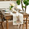 Happy Easter Bunny Table Runner, Spring Seasona Linen Easter Tablecloth