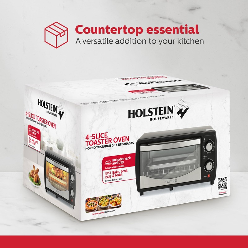 Holstein Housewares 4 Slice Countertop Toaster Oven with 60 Minute