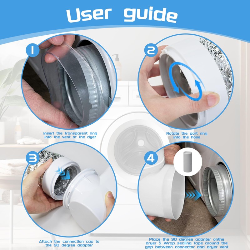 Dryer Vent Hose For Tight Space,90 Degree Dryer Vent Elbow+10ft