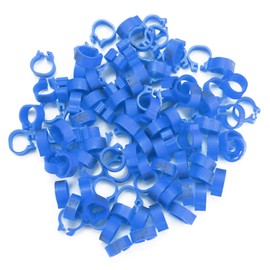 HEEPDD 6 Colours 100 Pieces/Bag 8 mm 001-100 Numbered Plastic Bird Leg Bands Rings Hen Pigeon Leg Poultry Pigeon Bird Chick Parrot Clip Rings Band (Blue)