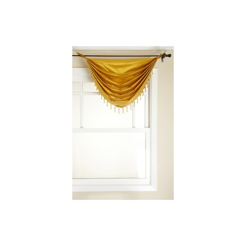 Stylemaster Tribeca Faux Silk Grommet Waterfall Valance with Beaded Trim,